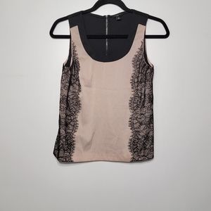 ANN TAYLOR Sleeveless lace detail two-tone blouse Petite 0